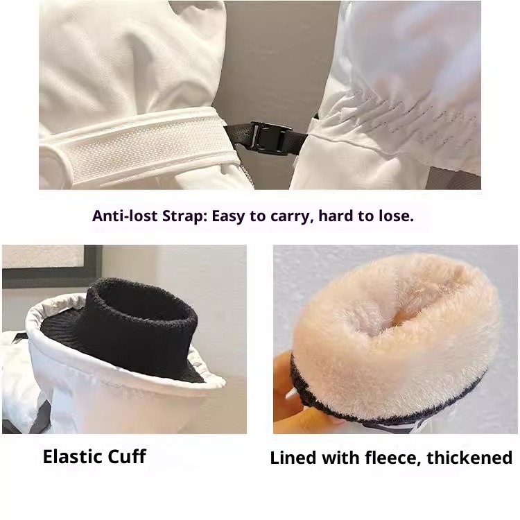 Guanti da sci invernali per bambini, foderati in pile, spessi, caldi, per bici elettrica, antiscivolo, impermeabili, touchscreen, stile coppia_voghion.com