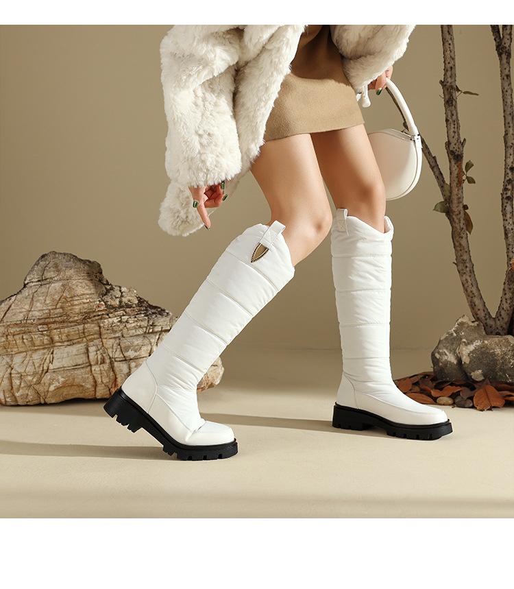 Zees Please Proceed The New Store To Place An Order For In-stock Items - Down Fabric Waterproof Thick Fur Snow High Boots_voghion.com