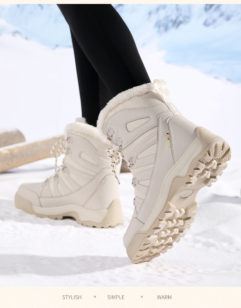 Zees Dames Outdoor Wandelschoenen Sneeuwschoenen Waterdicht Antislip Winter Fleece Gevoerd Verdikt Skischoenen Hoog Top Northeast Katoenen Schoenen_voghion.com
