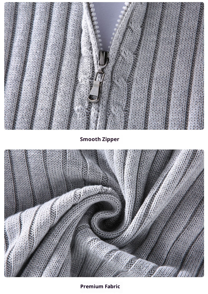 boy Boy Boy Boy 8525 Spring And Autumn New Cardigan Men Korean Version Trendy Base Layer Outerwear Zipper Black Knitted Sweater Jacket_voghion.com