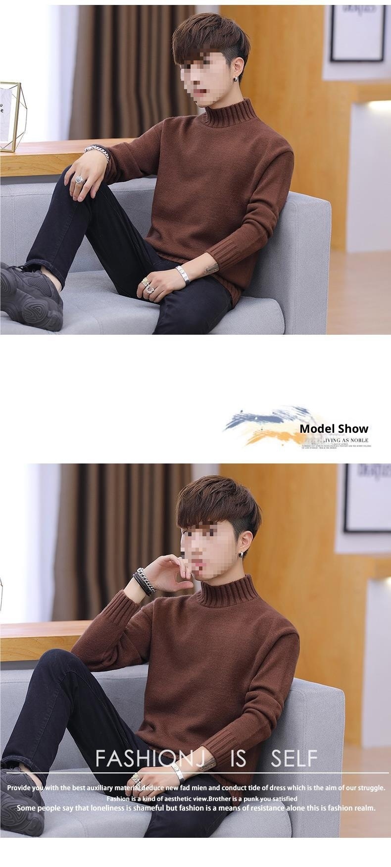 Rollkragenpullover für Herren, koreanische Version 2025, neue, dicke Strickjacke, trendiges, warmes Winteroberteil von Mao Mengwei_voghion.com