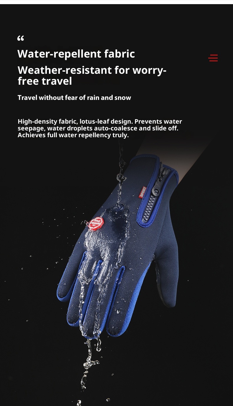 boy Boy Cross-Border Zipper Outdoor Sports Men Autumn Winter Cycling Riding Fleece Touchscreen Waterproof Hiking Gloves_voghion.com