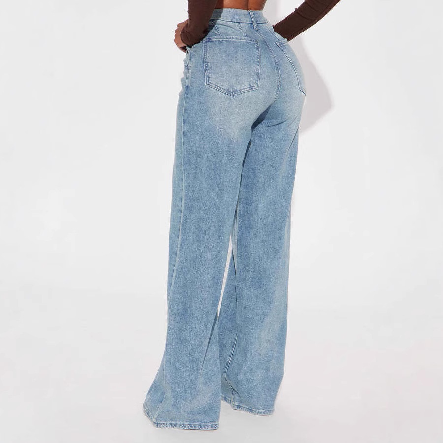 ChicShe Losse Nieuwe Grensoverschrijdende Europese en Amerikaanse Mode Rechte Broeken Gewassen Straatjeans Voor Vrouwen met een Slanke Taille_voghion.com