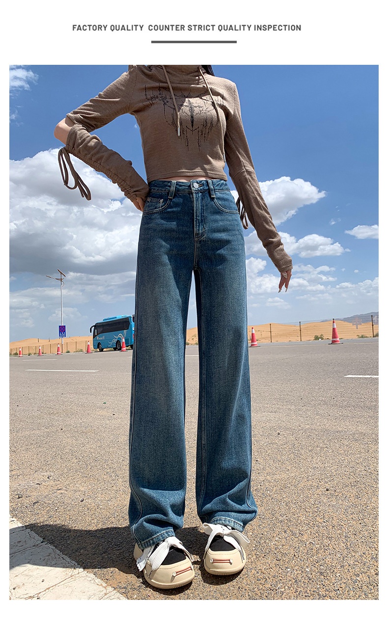 ChicShe American Style Dark Blue Fleece-Lined Jeans Women, New Autumn And Winter Design, Slim Fit Narrow Straight Pants For_voghion.com