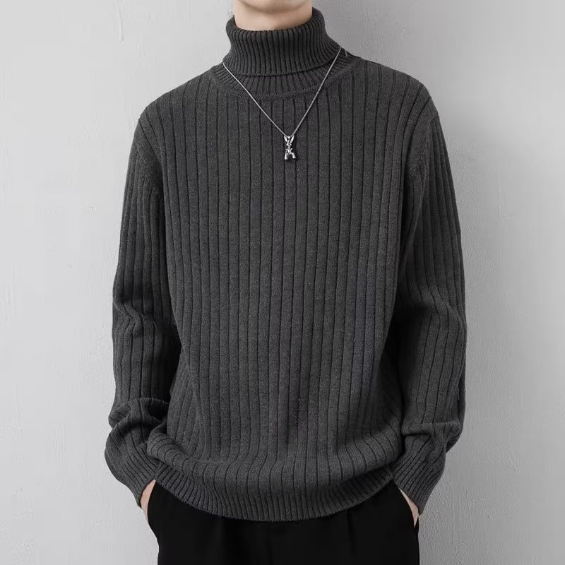 boy Boy Boy Boy 2024 Autumn Winter Round Neck Men Thickened Lazy Style Knitted Sweater Trendy Casual Solid Color Base Shirt Knitwear_voghion.com