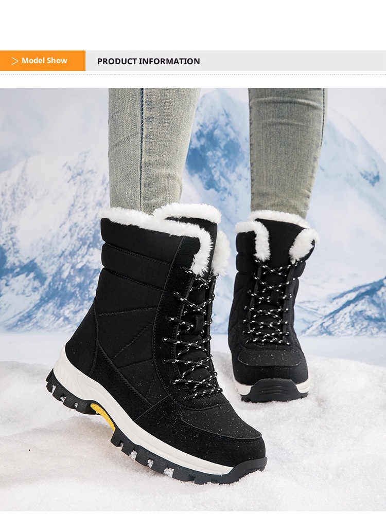 Zees Zees Women's Snow Winter Fleece Lined Thickened New Style Northeast Cotton Shoes Waterproof Non-Slip Outdoor Skiing Mid-Calf_voghion.com