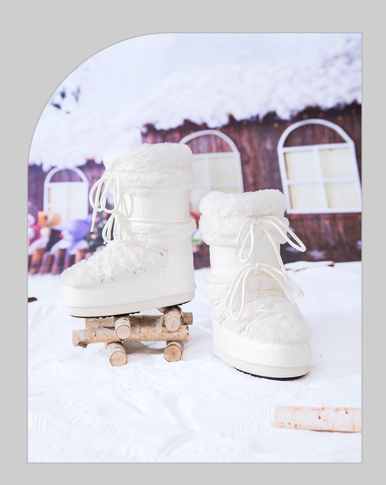 Zees Space 2025 Winter Ski Parent-Child Internet Celebrity Same Style Mid-Calf Thickened Plush Northeast Snow Country Moon_voghion.com