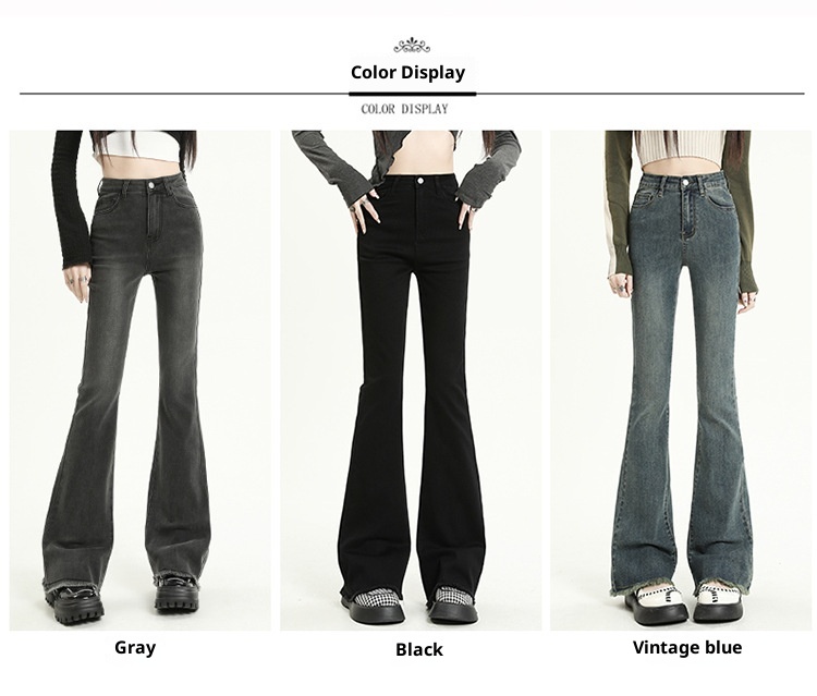 ChicShe Vintage High-Waisted Jeans voor dames 2025 Herfst Nieuwe Small Slim Fit Gerafelde Uitlopende Broek_voghion.com
