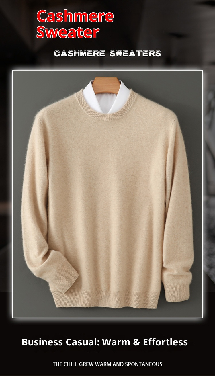 boy Boy Boy Boy Autumn Winter New Cashmere Round Neck Inner Layer Base Shirt Loose Business Casual Wool Men's Thickened Sweater_voghion.com