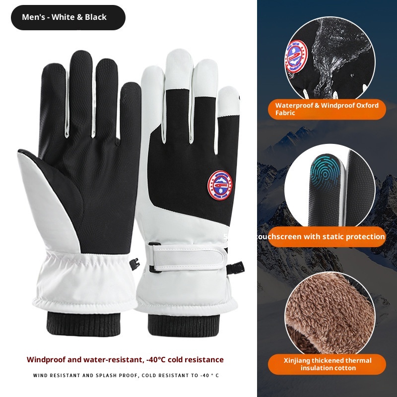 Boy Ski 2025 Winter Herren und Damen Outdoor Bergsteigen Winddicht Kältedicht Fleecegefüttert Touchscreen Verdickt Warme Handschuhe_voghion.com