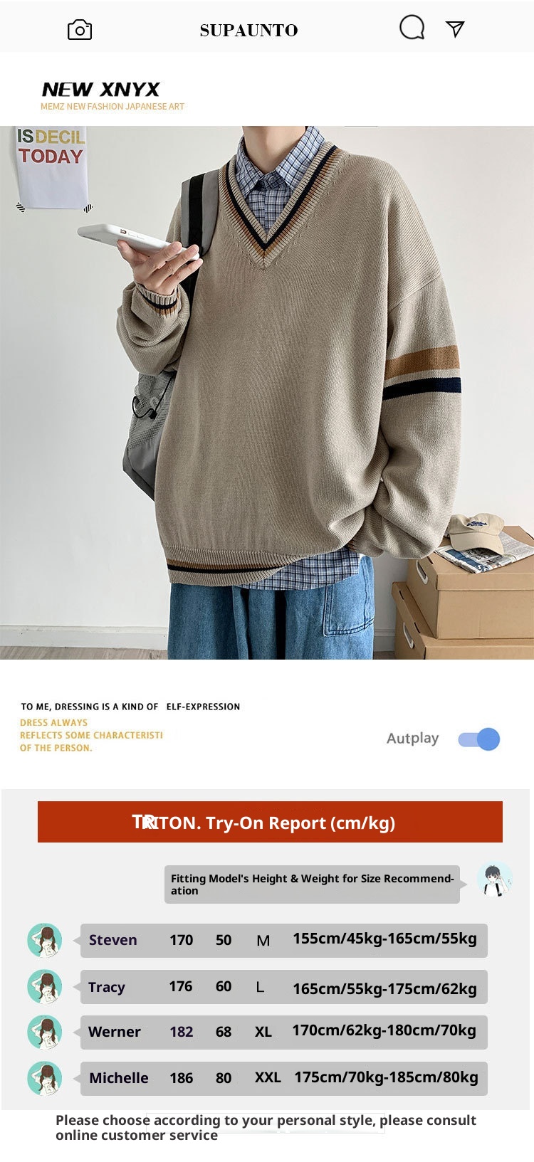 boy Boy Boy Boy Autumn Winter Sweater Men V-Neck Japanese Retro Loose Korean Style Pullover Casual Trendy Brand BF Color Block Knitwear_voghion.com