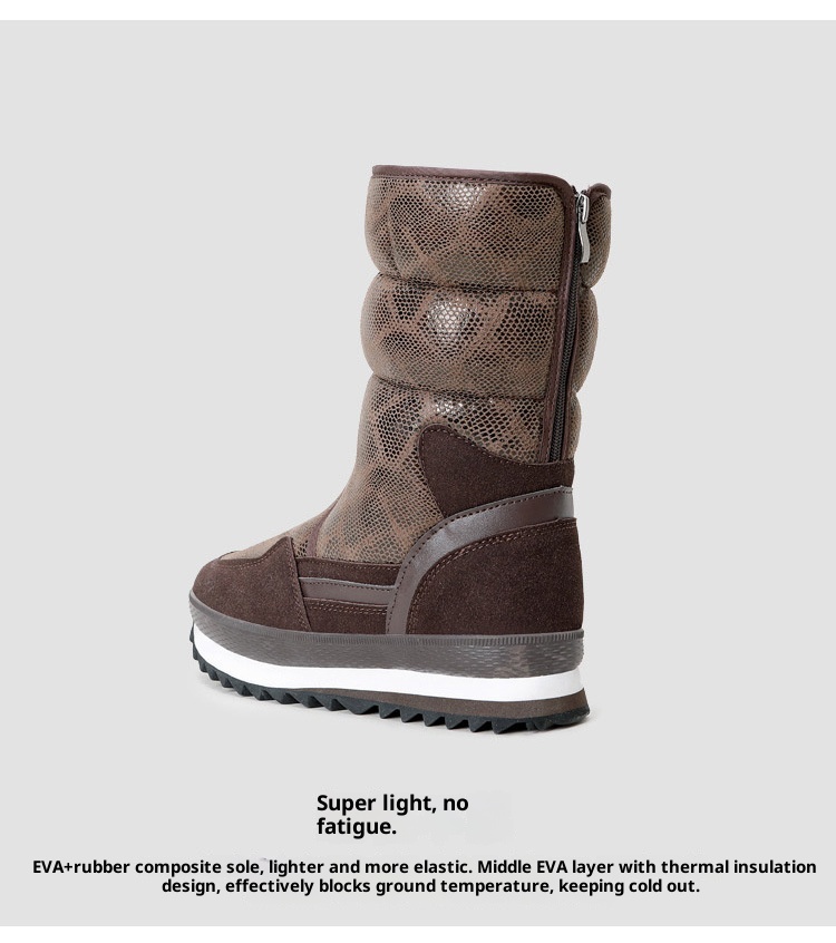 Zees Winter Nieuwe Modetrend Verdikte Sneeuwbestendige Antislip Warme Ski Lichtgewicht Halfhoge Katoenen Schoenen Dames Sneeuwlaarzen_voghion.com