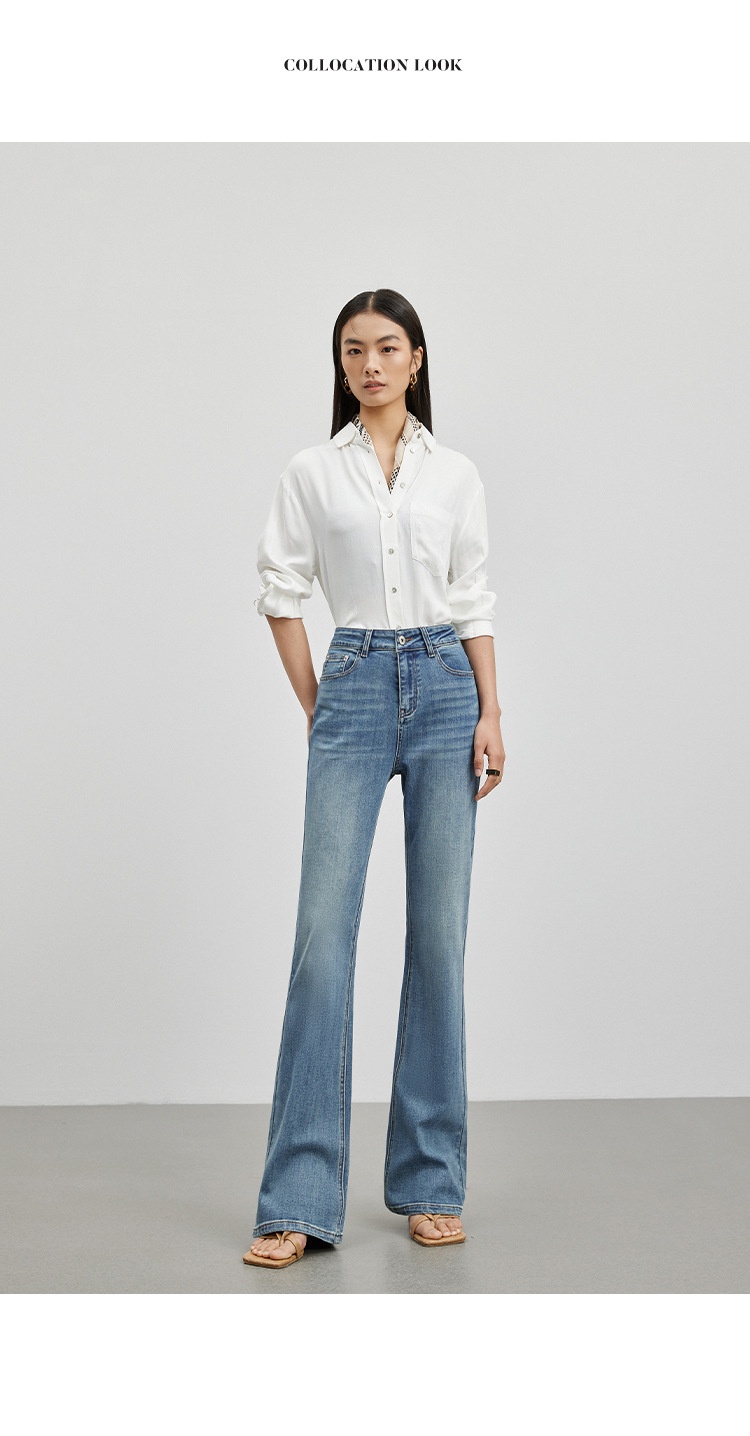 ChicShe Damesjeans Herfst High-End Hoogwaardig Ontwerp Hoge Taille Slim Fit Comfortabele Eenvoudige Uitlopende Broek_voghion.com