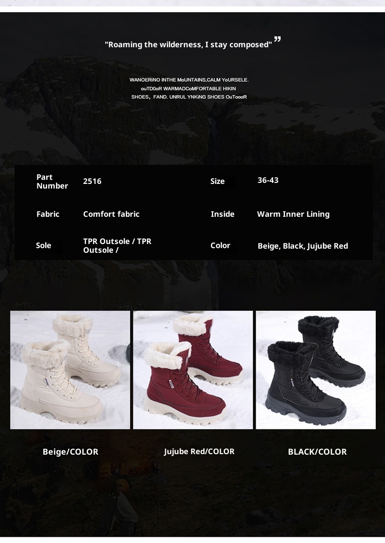 Zees Foreign Trade Outdoor antislip dikke warme katoenen schoenen voor dames Winter Northern Travel Ski Snowboots grote maat_voghion.com