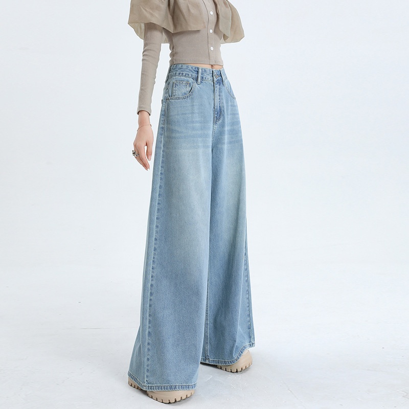 ChicShe High Waist Loose Jeans For Women, Vintage Style, Draped, Hip Lift, Straight Pants, Wide Leg Pants_ecoleips.com