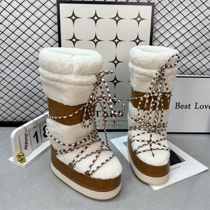 Zees 2025 Winter New Upgraded Moon Snow Damen-Skischuhe mit hohem Schaft, Schnürung, rutschfest und warm_voghion.com