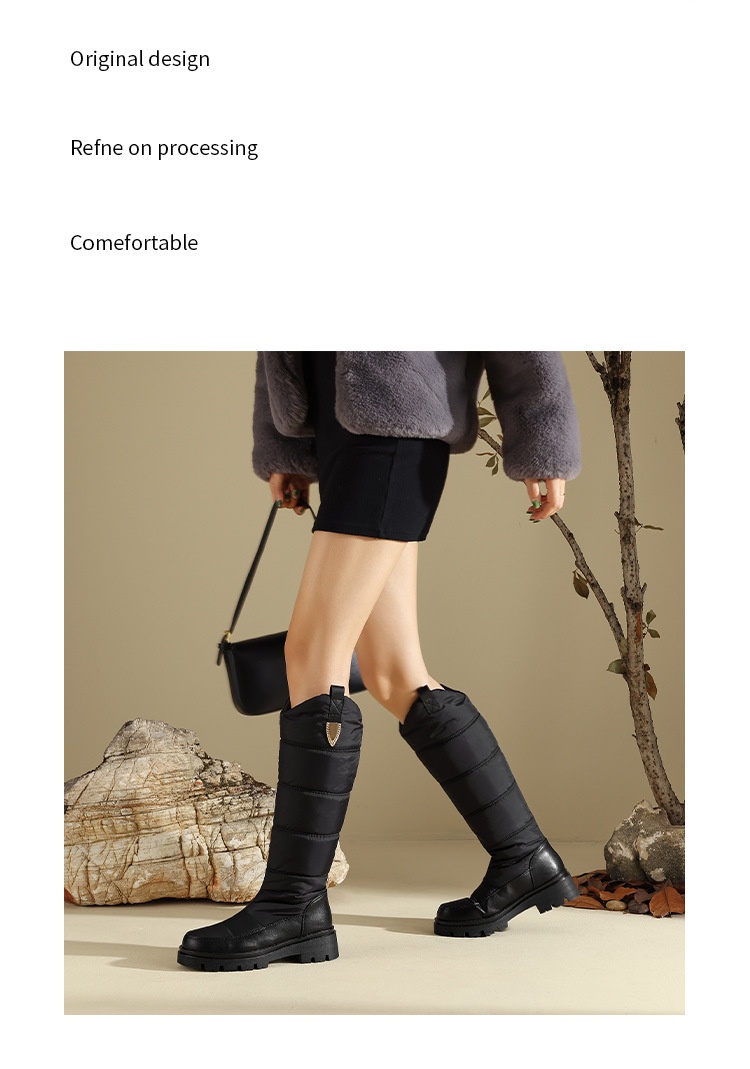 Zees Please Proceed The New Store To Place An Order For In-stock Items - Down Fabric Waterproof Thick Fur Snow High Boots_voghion.com