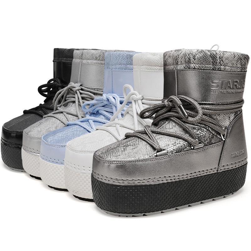 Zees Cross-Border Same Style Children's Parent-Child Snow Bright Color Ski Thick-Soled Women's Moon Thickened Waterproof_voghion.com