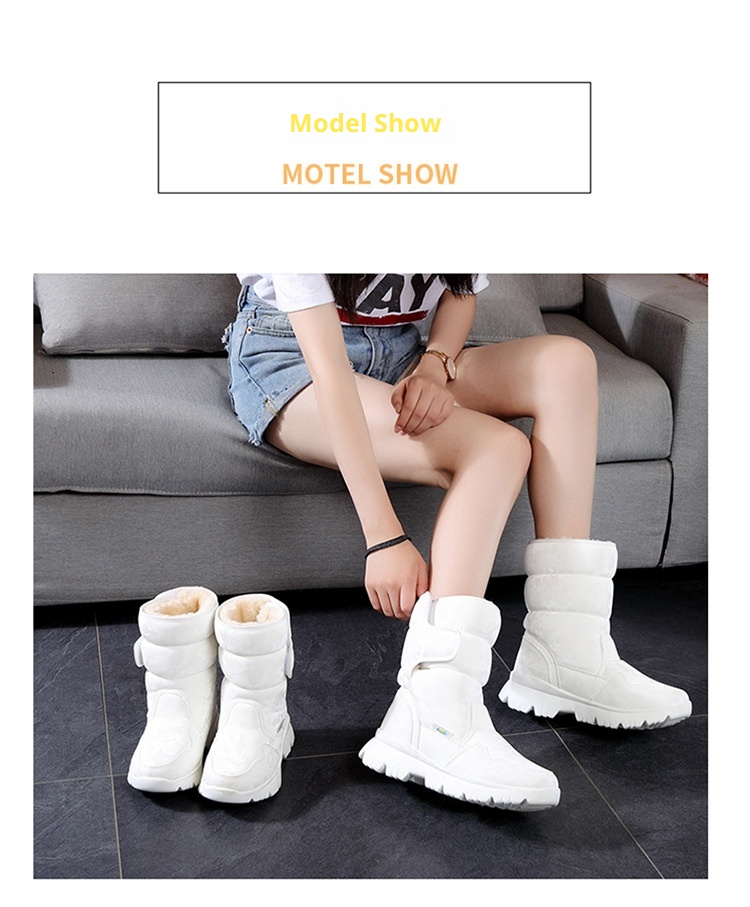 Zees Parent-Child Boys And Girls White Snow Boots Simple Camouflage Skiing Travel Thickened Waterproof Non-Slip Cross-Border_voghion.com