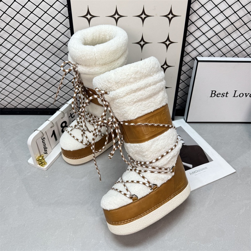 Zees 2025 Winter New Upgraded Moon Snow Damen-Skischuhe mit hohem Schaft, Schnürung, rutschfest und warm_voghion.com