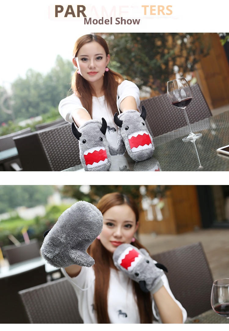 boy Boy Autumn Warm Gloves Plush Thickened Cute Neck Hanging Fashion Windproof Adult Black Student Full Finger Men Winter_voghion.com