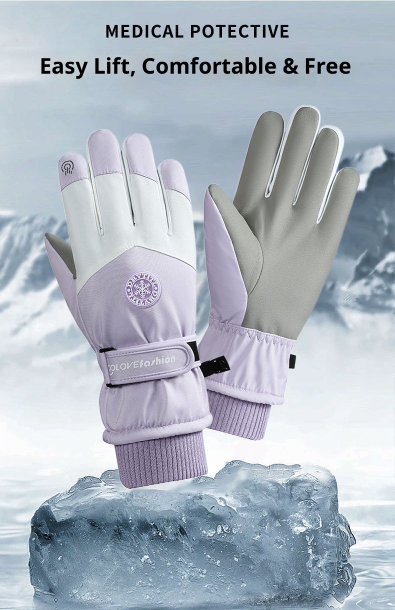 Boy Ski 2025 Winter Herren und Damen Outdoor Bergsteigen Winddicht Kältedicht Fleecegefüttert Touchscreen Verdickt Warme Handschuhe_voghion.com