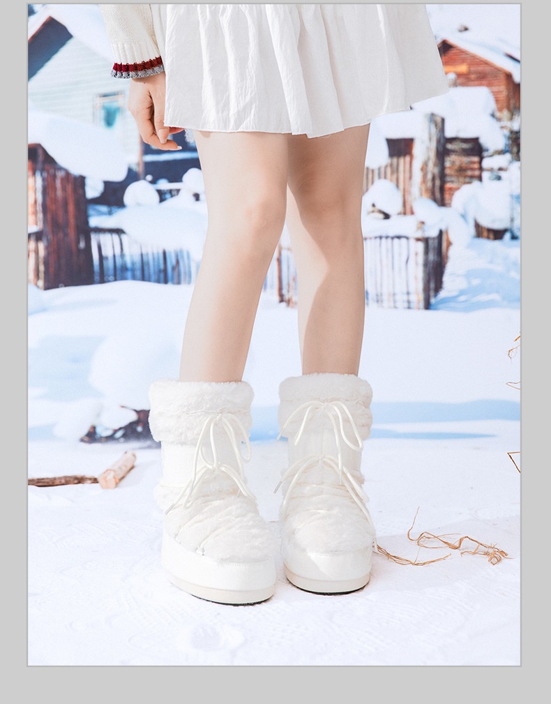 Zees Space 2025 Winter Ski Parent-Child Internet Celebrity Same Style Mid-Calf Thickened Plush Northeast Snow Country Moon_voghion.com