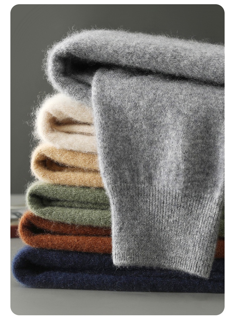 boy Boy Boy Boy Autumn Winter New Cashmere Round Neck Inner Layer Base Shirt Loose Business Casual Wool Men's Thickened Sweater_voghion.com