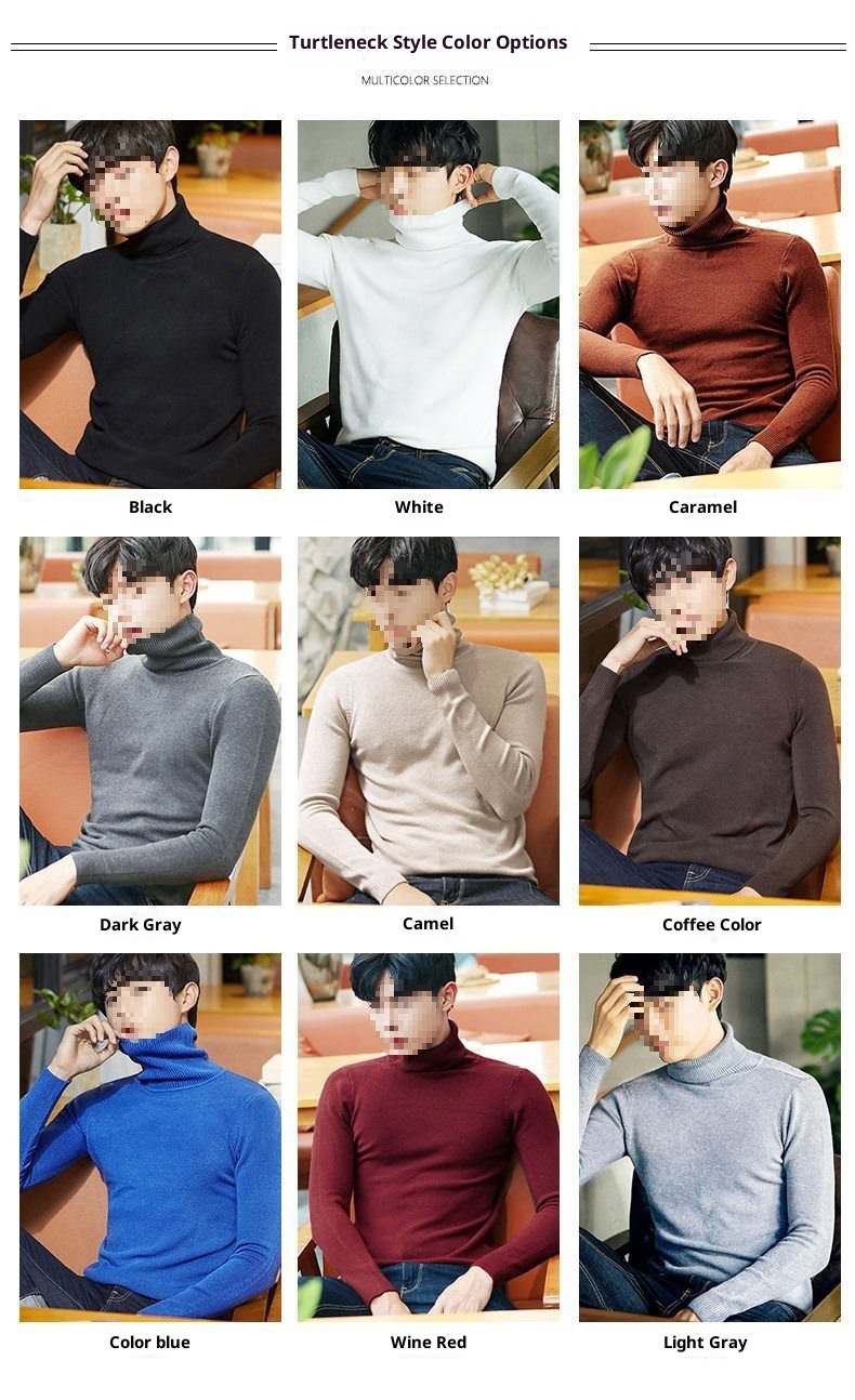 boy Boy Boy Boy Cross-Border Men's Knitted Warm Base Layer Slim Fit Half Turtleneck Korean Style Inner Wear Stylish Fuzzy Sweater Top_voghion.com
