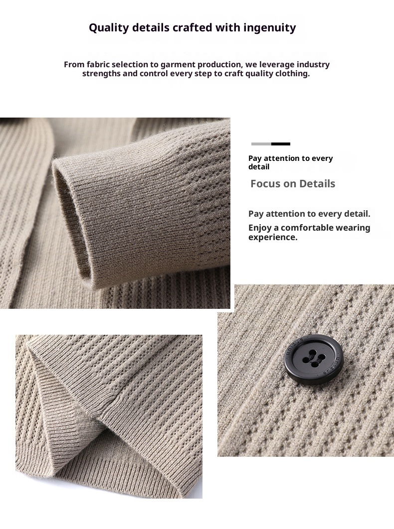 boy Boy Boy Boy Live Streaming Off-Site Dropshipping Autumn Winter Cardigan Men Solid Color Casual Men's Versatile Jacquard Knitted_voghion.com