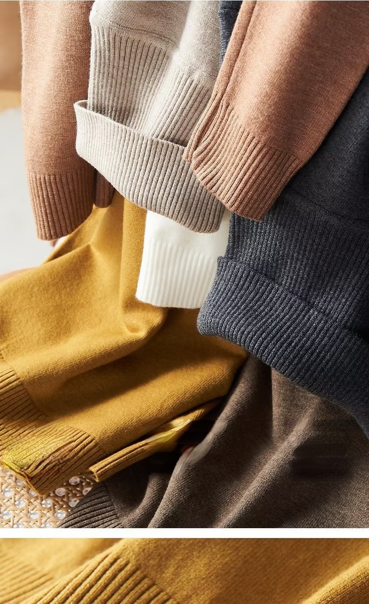 boy Boy Boy Boy Autumn Winter New High Collar Sweater Men Solid Color Inner Layer Knitted Men's Casual Business Slim Fit Base Shirt_voghion.com