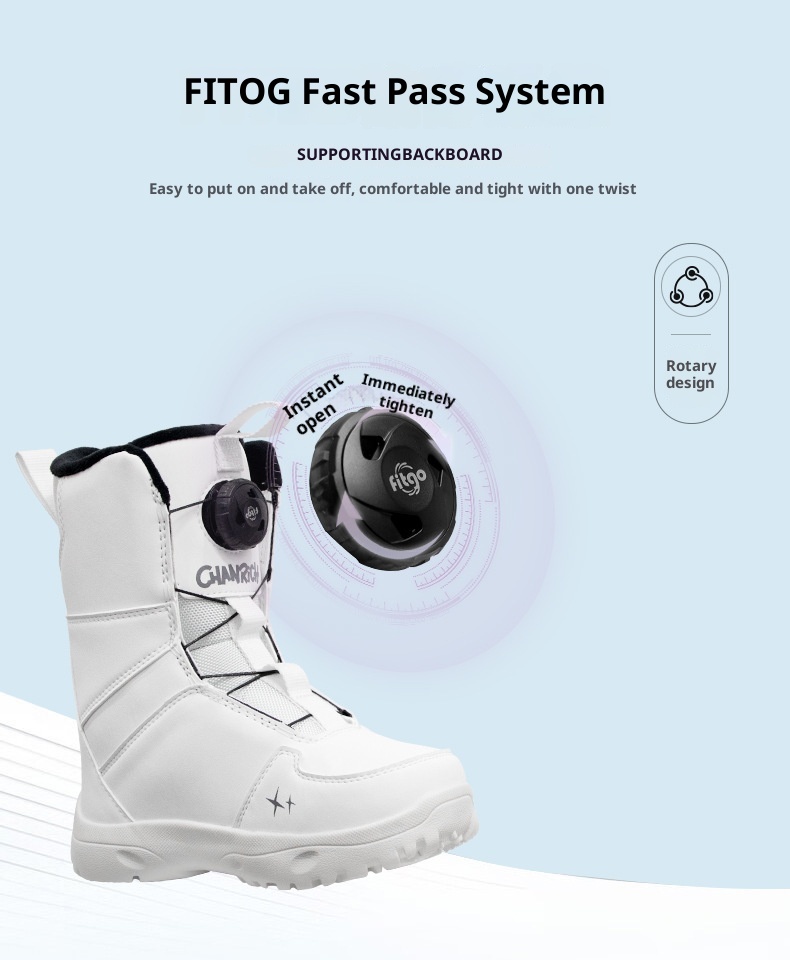 Zees CHANRICH Snowboard Boots For Kids Beginners Quick-Wear Knob Buckle Waterproof Warm Professional All-Region Ski Shoes_voghion.com