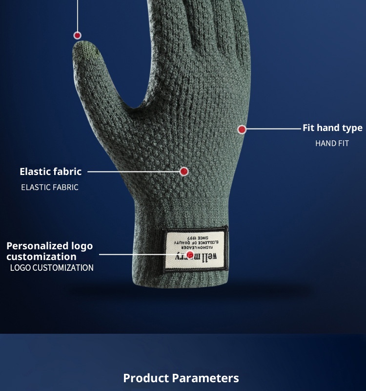 boy Boy Factory Direct Knitted Autumn Winter Large Size Men's Fleece Lined Thick Jacquard Warm Wool Touchscreen Gloves_voghion.com