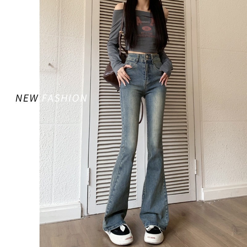 ChicShe Flared Jeans For Women 2023 Spring And New Vintage Double Button Slim Fit High Waist Stretchy Bell Bottom Pants Autumn_ecoleips.com