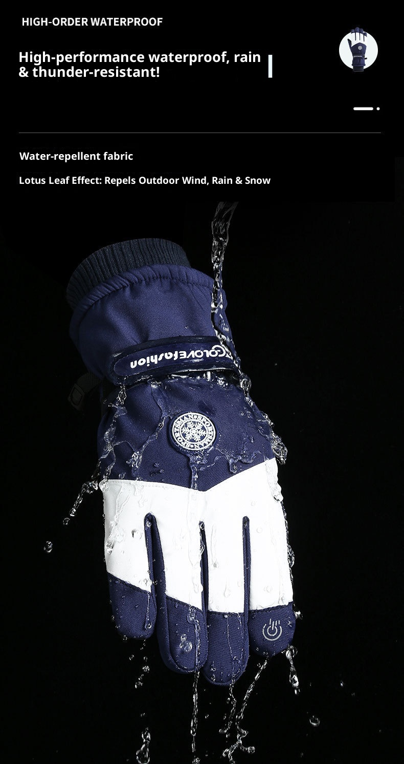 Boy Ski 2025 Winter Herren und Damen Outdoor Bergsteigen Winddicht Kältedicht Fleecegefüttert Touchscreen Verdickt Warme Handschuhe_voghion.com