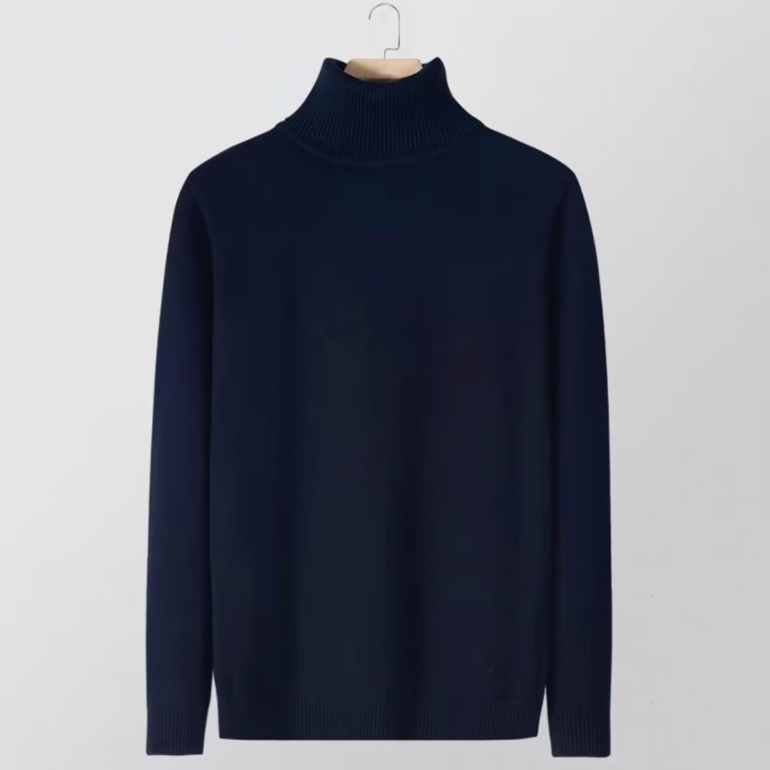 boy Boy Boy Boy Autumn Winter New High Collar Sweater Men Solid Color Inner Layer Knitted Men's Casual Business Slim Fit Base Shirt_voghion.com