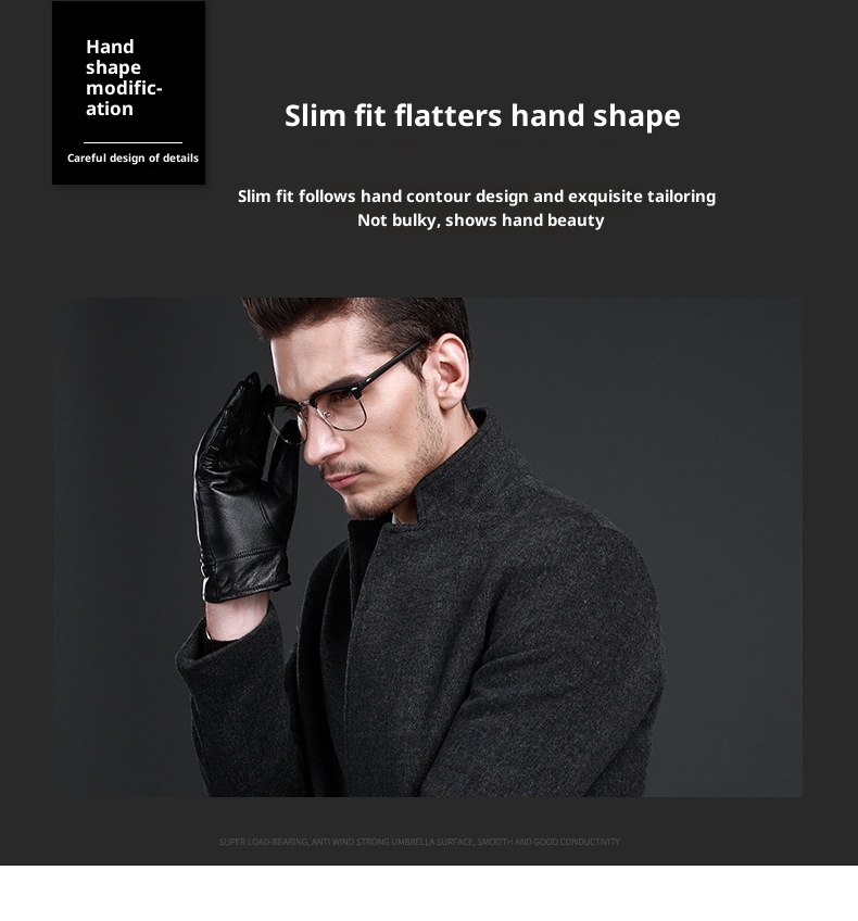 boy Boy Genuine Leather For Men Wholesale Labor Protection Men's Fleece-Lined Warm Sheepskin Gloves Thin Lining Autumn Winter_voghion.com