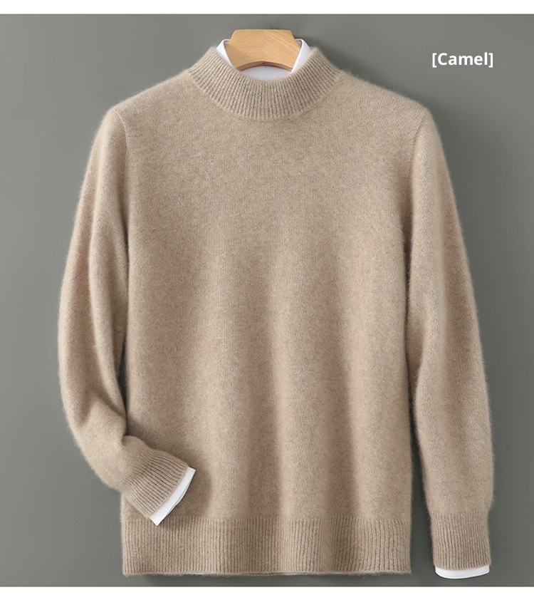 boy Boy Boy Boy 100% Pure Wool Sweater For Men, Half Turtleneck, Thickened Business Cashmere Sweater, Loose Knitted Base Shirt_voghion.com