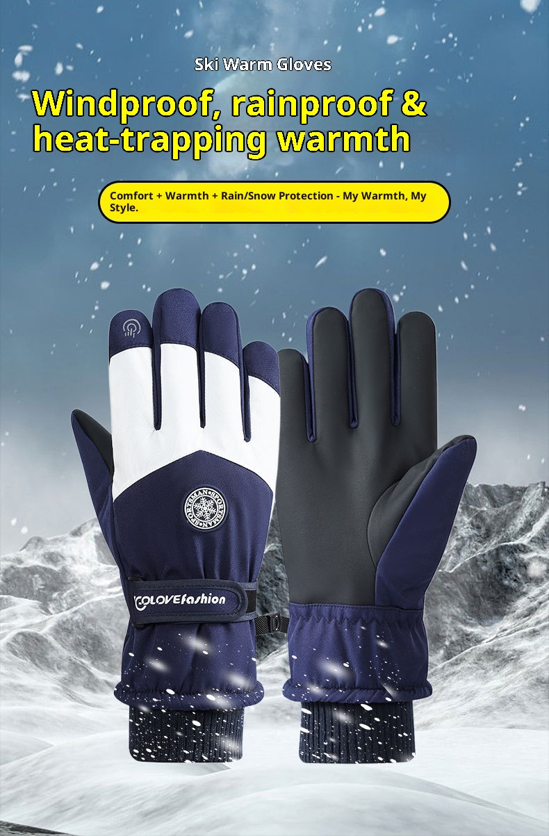 Boy Ski 2025 Winter Herren und Damen Outdoor Bergsteigen Winddicht Kältedicht Fleecegefüttert Touchscreen Verdickt Warme Handschuhe_voghion.com