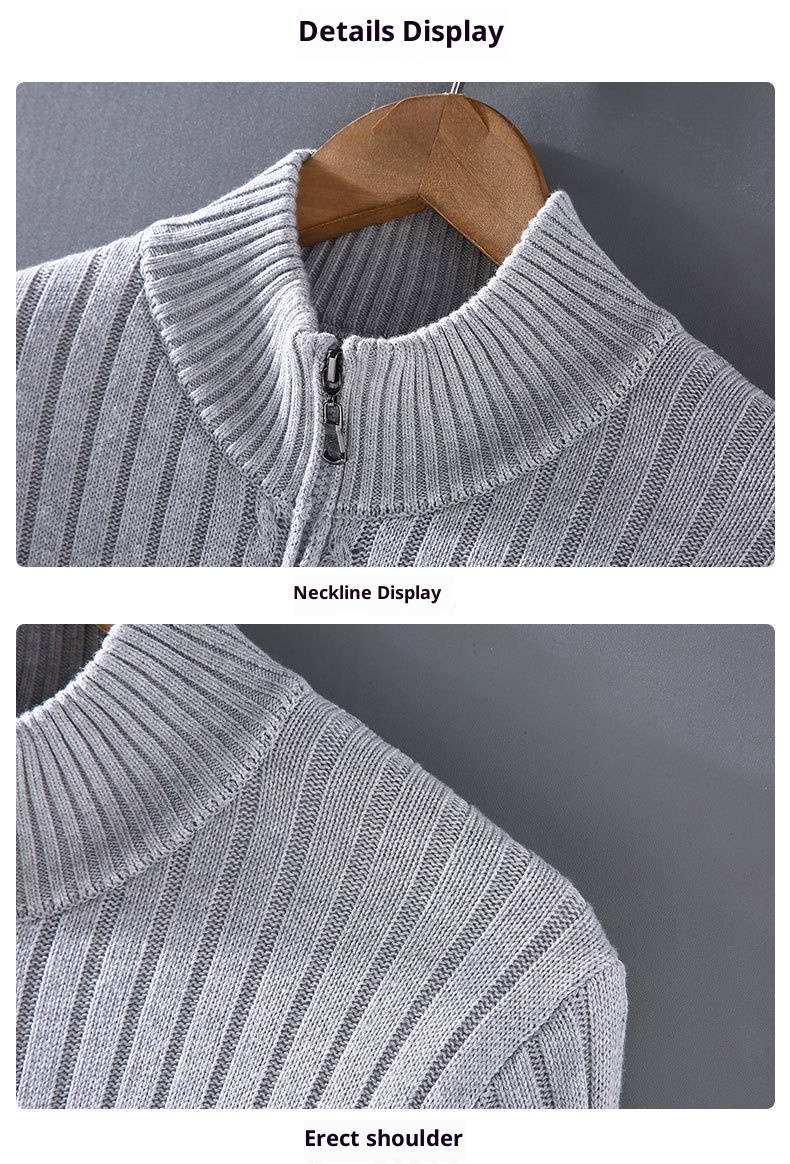 boy Boy Boy Boy 8525 Spring And Autumn New Cardigan Men Korean Version Trendy Base Layer Outerwear Zipper Black Knitted Sweater Jacket_voghion.com