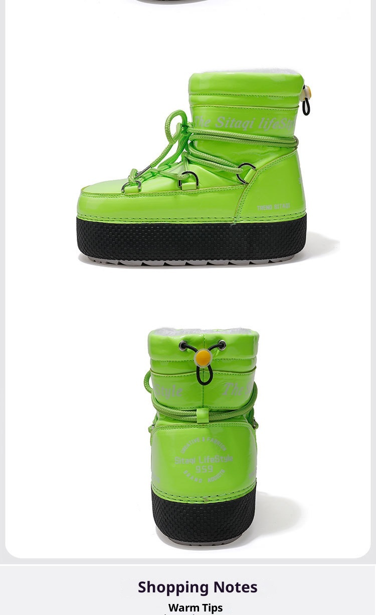 Zees Nine Colors Snowflake Custom Parent-Child Space Travel Ski Moon Mid-Calf Waterproof Warm Cold-Resistant Snow Boots_voghion.com