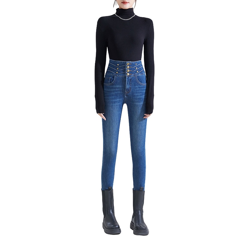 ChicShe High Waist Jeans Women 2025 New Slim Fit Slimming Versatile Haze Blue Hip Lift Four-Way Stretch Skinny Pants_voghion.com