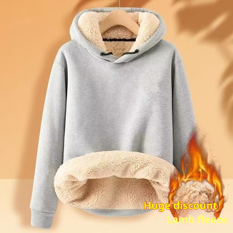 Herren-Sweatshirt/Cardigan aus Lammwolle für Herbst/Winter – warm, mit Kapuze und Reißverschluss, vielseitig, lässig, fleecegefüttert und dick gefüttert._voghion.com