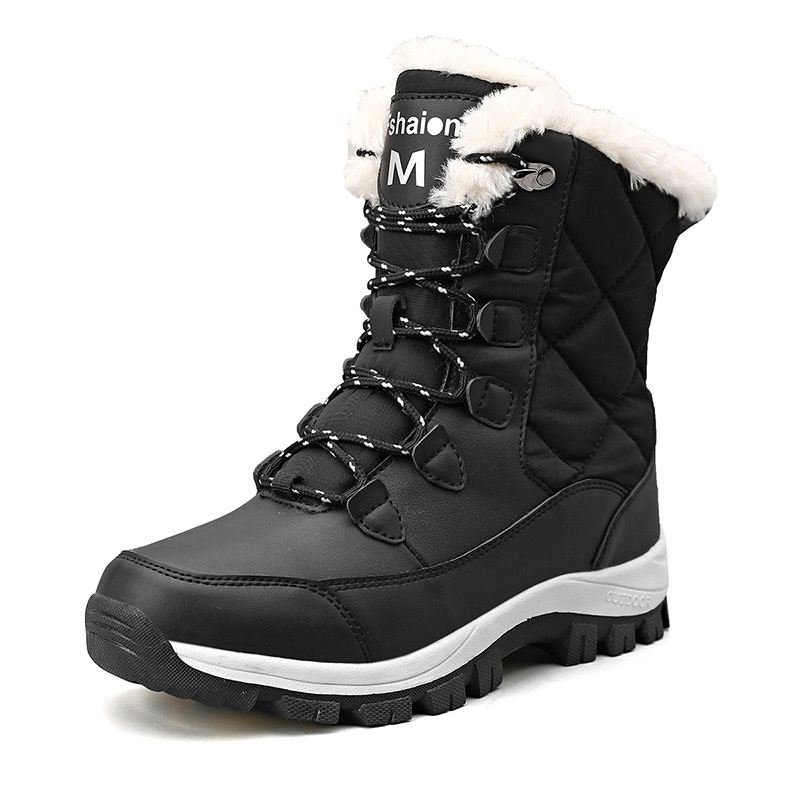 Zees New Winter Snow Boots For Women, Mid-Calf, Warm, Fleece-Lined, Thickened, Northeast Outdoor Ski Cotton Shoes, Large Size_voghion.com