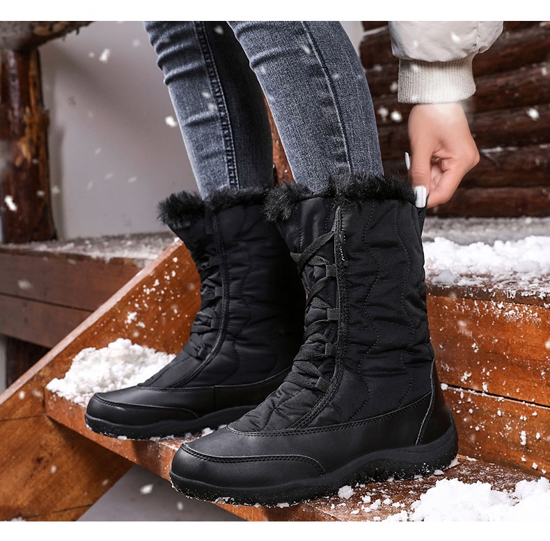 Botas antiderrapantes Zees Cross-Border para mulheres, ideais para esqui em regiões com neve no nordeste dos EUA. Forradas com lã, grossas e quentes._voghion.com