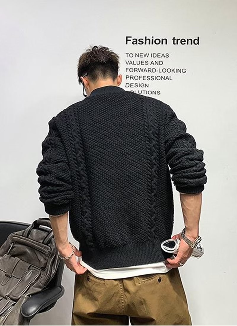 boy Boy Boy Boy Japanese Autumn Thick Men Korean Version Trendy Loose Knitwear Winter Ins Hong Kong Style Lazy Sweater Coat_voghion.com