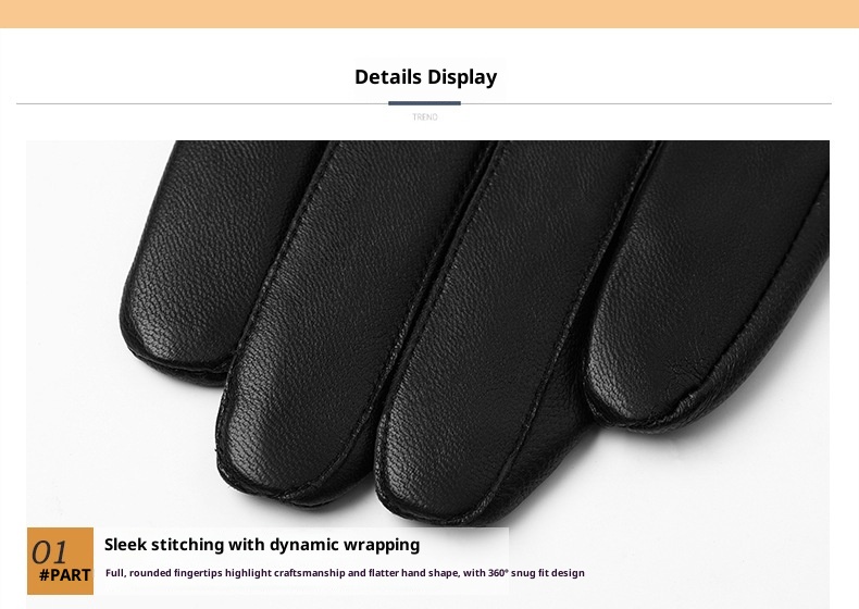 boy Boy Genuine Leather For Men Wholesale Labor Protection Men's Fleece-Lined Warm Sheepskin Gloves Thin Lining Autumn Winter_voghion.com