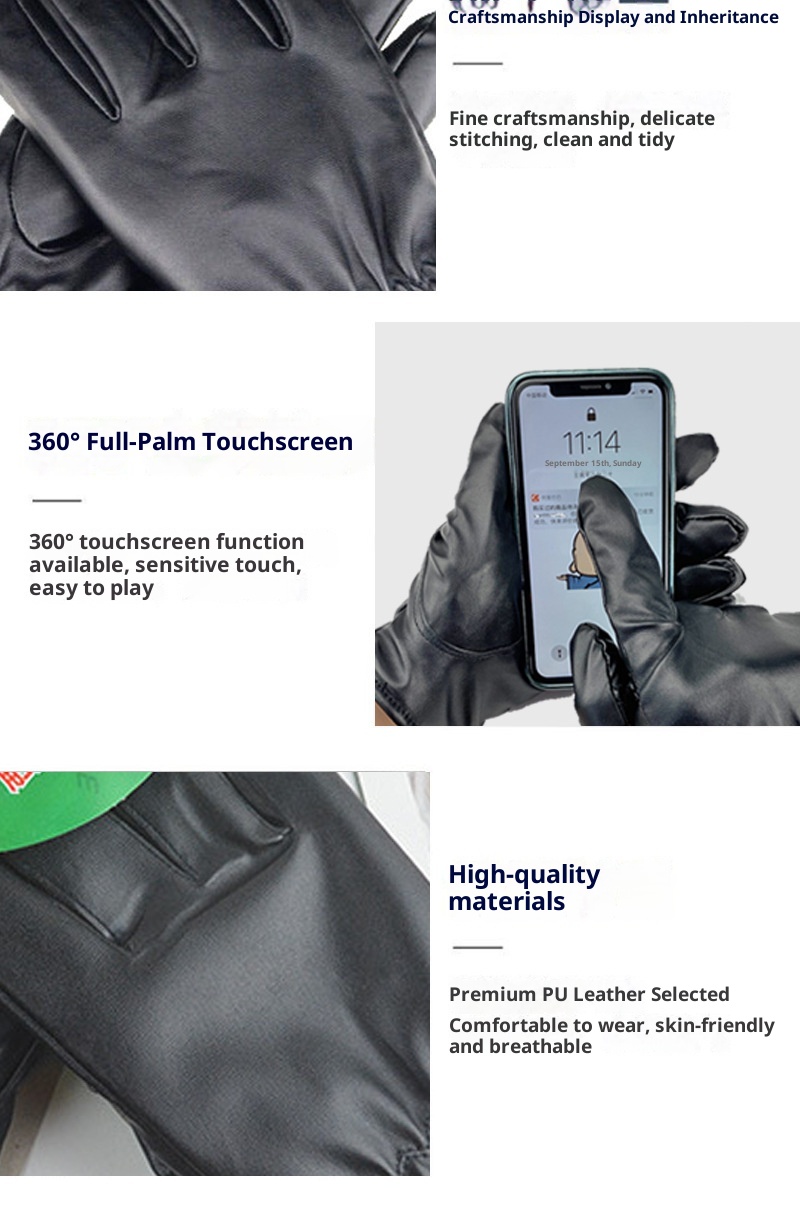 ragazzo Ragazzo PU Pelle All'ingrosso Per Uomo E Donna Inverno Caldo Antivento Guanti In Pile Spessi Nero Nuovo Touchscreen_voghion.com