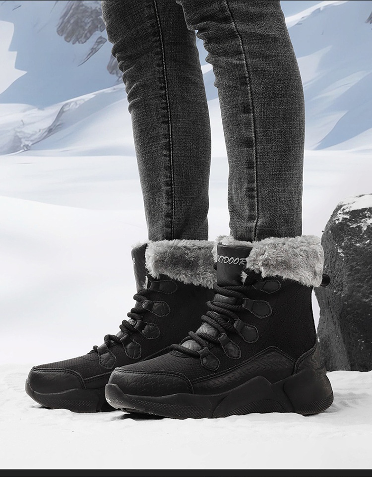 Zees Northeast Winter Outdoor Snow Boots Women, Fleece-Lined, Thickened, Warm Cotton Shoes, Waterproof, Anti-Slip, Suitable_voghion.com