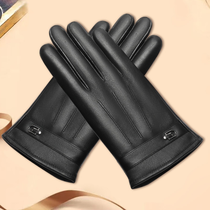 Guantes de piel auténtica Boy para hombre, ideales para invierno, cálidos, resistentes al viento, impermeables y compatibles con pantallas táctiles. Aptos para motociclismo y actividades al aire libre._voghion.com